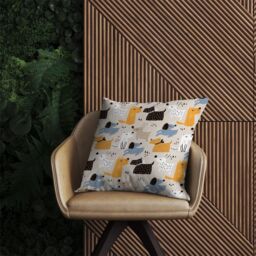Warren Reed - Designer Hand Drawn Dogs Outdoor Cushion in Brown - Size: 45 cm x 45 cm - thumbnail 2