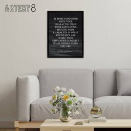 "Artery8 Basketball Quote John Wooden Character Framed Canvas Wall Art Print in Grey - Size: W18"" x H24""" - thumbnail 3