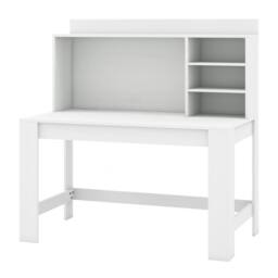 Costway Wooden Computer Desk Home Office Laptop PC Desk w/ Hutch in White - thumbnail 9