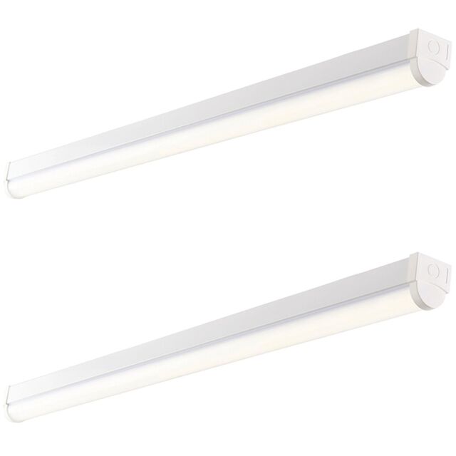 Loops 2 PACK 5ft Emergency Batten Light - 41W Cool White LED - Gloss White & Opal - image 1