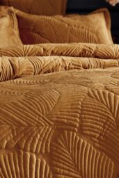 Paoletti Palmeria Quilted Velvet Duvet Cover Set in Gold - Size: Single - thumbnail 2