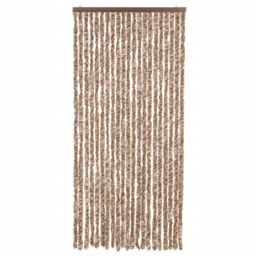 Berkfield Home Fly Curtain Beige & Dark Brown 90x200 cm Chenille - thumbnail 3