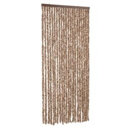 Berkfield Home Fly Curtain Beige & Dark Brown 90x200 cm Chenille - thumbnail 2