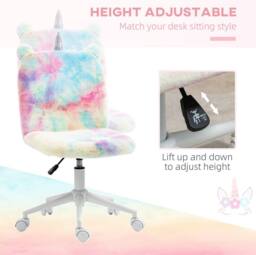 STILVORA Rainbow Velvet Unicorn Office Chair with Adjustable Height - thumbnail 5