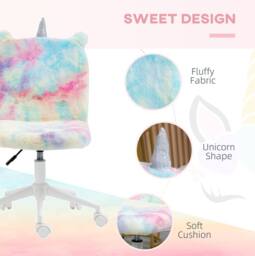 STILVORA Rainbow Velvet Unicorn Office Chair with Adjustable Height - thumbnail 4