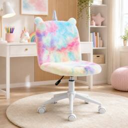 STILVORA Rainbow Velvet Unicorn Office Chair with Adjustable Height