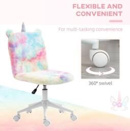 STILVORA Rainbow Velvet Unicorn Office Chair with Adjustable Height - thumbnail 6