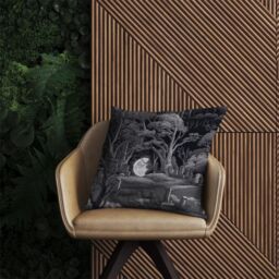 Warren Reed - Designer Eerie Moonlit Cemetery Outdoor Cushion in Grey - Size: 60 cm x 60 cm - thumbnail 2