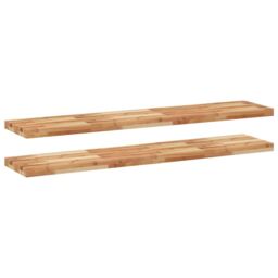 Berkfield Home Floating Shelves 2 pcs 160x30x4 cm Oil Finished Solid Wood Acacia in Brown - Size: 160 x 30 x 4 cm - thumbnail 2