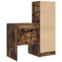 Berkfield Home Desk with Storage Smoked Oak Engineered Wood in Cream - thumbnail 8