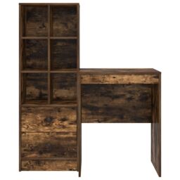 Berkfield Home Desk with Storage Smoked Oak Engineered Wood in Cream - thumbnail 7