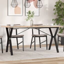 Berkfield Home Dining Table Legs Y-Frame 140x60x73 cm Steel in Black - Size: 140 x 60 x 73 cm - thumbnail 3