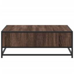 Berkfield Home Durable Coffee Table Brown Oak 80x80x30 cm Engineered Wood & Metal - Size: 80 x 80 x 30 cm - thumbnail 6