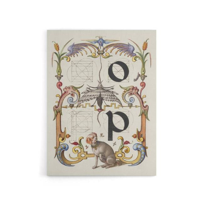 "Artery8 Pictorial Letter Guide O & P Calligraphy Canvas Wall Art Print in White - Size: W18"" x H24""" - image 1