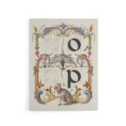"Artery8 Pictorial Letter Guide O & P Calligraphy Canvas Wall Art Print in White - Size: W18"" x H24""" - thumbnail 1