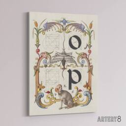"Artery8 Pictorial Letter Guide O & P Calligraphy Canvas Wall Art Print in White - Size: W18"" x H24""" - thumbnail 2