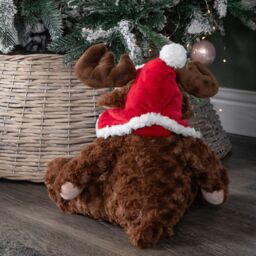 Samuel Alexander 30cm Sitting Plush Christmas Reindeer with Red Hat & Scarf in Brown - thumbnail 7
