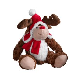 Samuel Alexander 30cm Sitting Plush Christmas Reindeer with Red Hat & Scarf in Brown - thumbnail 8