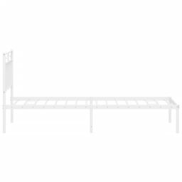 Berkfield Home Metal Bed Frame with Headboard White 75x190 cm Small Single - thumbnail 6
