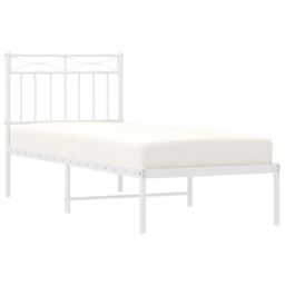 Berkfield Home Metal Bed Frame with Headboard White 75x190 cm Small Single - thumbnail 3
