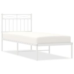 Berkfield Home Metal Bed Frame with Headboard White 75x190 cm Small Single - thumbnail 2