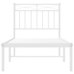 Berkfield Home Metal Bed Frame with Headboard White 75x190 cm Small Single - thumbnail 5