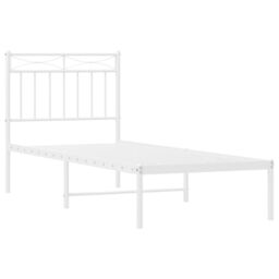 Berkfield Home Metal Bed Frame with Headboard White 75x190 cm Small Single - thumbnail 4