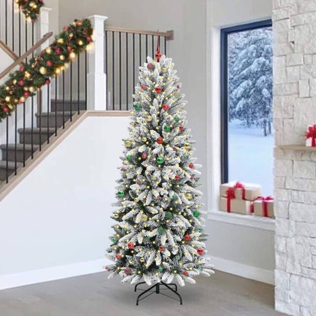 Berkfield Home Artificial Christmas Tree with 300 LEDs White 93 x 93 x 240 cm - image 1