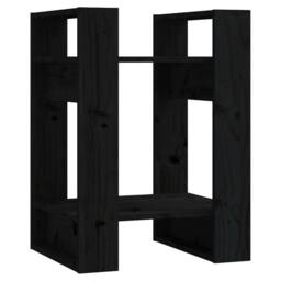 Berkfield Home Beautiful Book Cabinet/Room Divider Black 41x35x57 cm Solid Wood Pine - Size: 41 x 35 x 57 cm - thumbnail 3