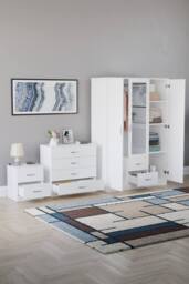 Home Discount Vida Designs 3Pc Bedroom Set 2Bedside, 4 Drawer Chest, Mirror Wardrobe in White - thumbnail 2