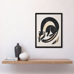 "Artery8 Badger Inuit Art Style Animal Painting Framed Art Print in Black - Size: W12"" x H16""" - thumbnail 4