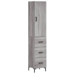 Berkfield Home Highboard Grey Sonoma 34.5x34x180 cm Engineered Wood - thumbnail 2