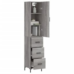 Berkfield Home Highboard Grey Sonoma 34.5x34x180 cm Engineered Wood - thumbnail 3