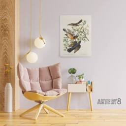 "Artery8 Mountain Mocking Bird & Thrush Audubon Nature Canvas Wall Art in White - Size: W18"" x H24""" - thumbnail 3