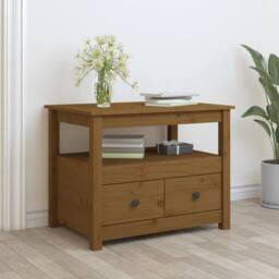 Berkfield Home Coffee Table Honey Brown 71x49x55 cm Solid Wood Pine - Size: 71 x 49 x 55 cm - thumbnail 2