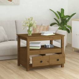Berkfield Home Coffee Table Honey Brown 71x49x55 cm Solid Wood Pine - Size: 71 x 49 x 55 cm - thumbnail 4