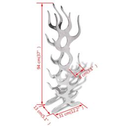 Berkfield Home Wine Rack Flame Shape Aluminium Silver 9 Bottles - thumbnail 4