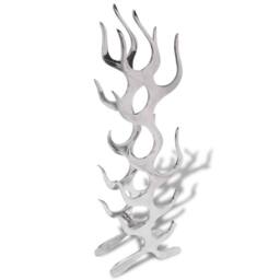 Berkfield Home Wine Rack Flame Shape Aluminium Silver 9 Bottles