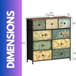 FURNOS 9 Fabric Drawer Bedroom Dresser With Floral Patterns Storage Organiser in Brown - thumbnail 6
