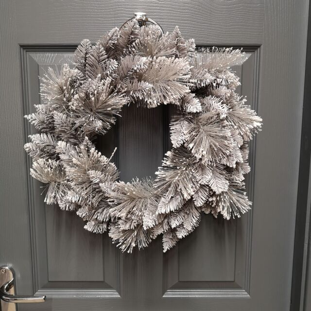 Samuel Alexander 50cm Premier Christmas Snow Fir Door Wreath in White - image 1