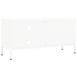 Berkfield Home TV Cabinet White 90x30x44 cm Steel & Glass - Size: 90 x 30 x 44 cm - thumbnail 5
