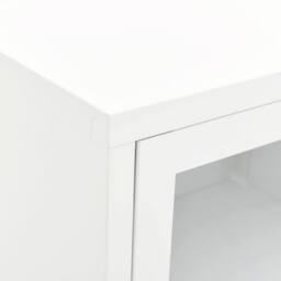 Berkfield Home TV Cabinet White 90x30x44 cm Steel & Glass - Size: 90 x 30 x 44 cm - thumbnail 8