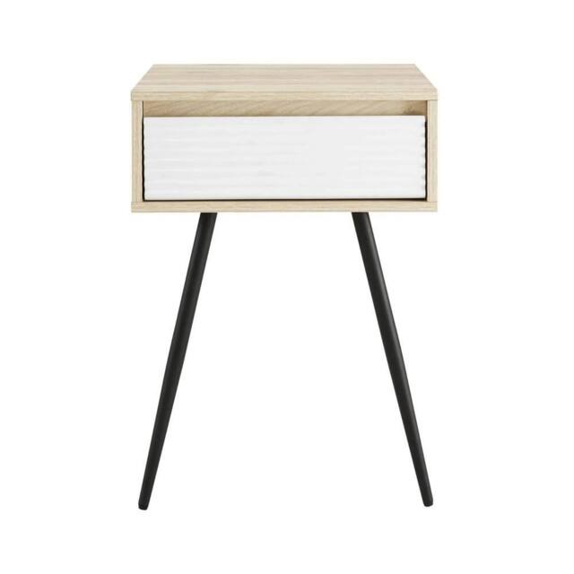 ERGOVEXA Bedside Sofa End Side Table 1 Drawer Storage Solid White Birch in Natural - image 1
