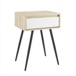 ERGOVEXA Bedside Sofa End Side Table 1 Drawer Storage Solid White Birch in Natural - thumbnail 3