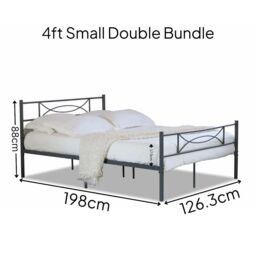 Home Source Metal Bed Small Double & 4ft Juno Mattress Home Bedroom Furniture in Grey - thumbnail 9