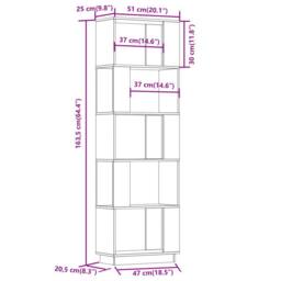 Berkfield Home Book Cabinet/Room Divider White 51x25x163.5 cm Solid Wood Pine - thumbnail 8
