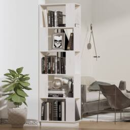 Berkfield Home Book Cabinet/Room Divider White 51x25x163.5 cm Solid Wood Pine - thumbnail 2