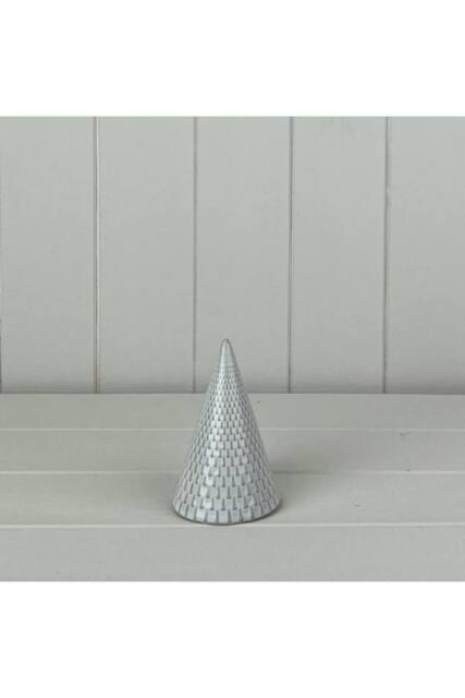 KDMD White Festive Glazed Ceramic Tree Ornament with Textured Detail - 11mm in Light Grey - image 1