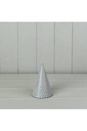 KDMD White Festive Glazed Ceramic Tree Ornament with Textured Detail - 11mm in Light Grey - thumbnail 1