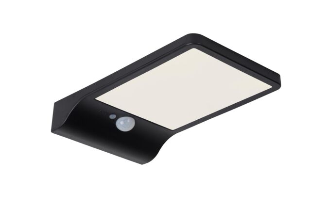 Lucide 'BASIC' Non Dimmable Stylish Motion Sensor Outdoor Solar Wall Light in Black - image 1